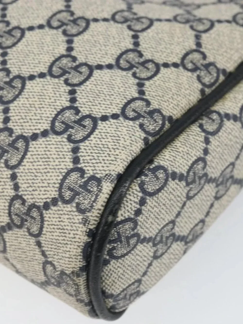 GUCCI GG Supreme Sherry Line Clutch Bag PVC Navy Gold 010 378 Auth BA10258